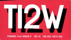 VINTAGE POSTCARD Telegraphy TI2W Fernando Hangen San Jose Costa Rica