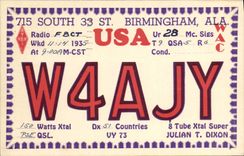 VINTAGE POSTCARD Telegraphie W4AJY South Birmingham Went Julian T Dixon