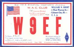 VINTAGE POSTCARD Telegraphy W9EF WAC Club William Shorts Peace pipe City Ill