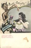 VINTAGE POSTCARD Fantasy Woman Fishings Capital Devil Greediness