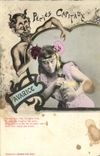 VINTAGE POSTCARD Fantasy Woman Fishings Capital Devil Avarice