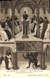 VINTAGE POSTCARD Miniature of Holy Fouquet Thomas d' Aquin teaching in a convent Devil Museum Chantilly Cop