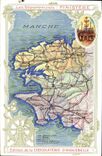 VINTAGE POSTCARD Geographical maps Chocolate factory of Aiguebelle Finistere St Thegonnec