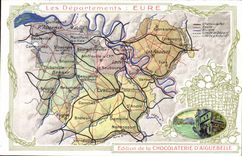 CPA Cartes geographiques Chocolaterie d'Aiguebelle Eure Vieilles maisons a Louviers