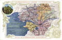 CPA Cartes geographiques Chocolaterie d'Aiguebelle Loire Inferieure Chateau de Clisson