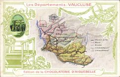 VINTAGE POSTCARD Geographical maps Chocolate factory of Aiguebelle Vaucluse Arc de Triomphe Orange
