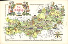 VINTAGE POSTCARD Geographical maps Loire Valley