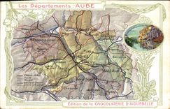CPA Cartes geographiques Chocolaterie d'Aiguebelle Aube Pont aux Cailles Troyes 