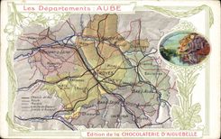 VINTAGE POSTCARD Geographical maps Chocolate factory of Aiguebelle Paddle