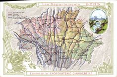 VINTAGE POSTCARD Geographical maps Chocolate factory of Aiguebelle Gers Isle Jourdan