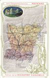 VINTAGE POSTCARD Geographical maps Chocolate factory of Aiguebelle mayenne Strong Castle of Lassay