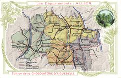 CPA Cartes geographiques Chocolaterie d'Aiguebelle Allier Bourbon L'Archambault Chateau