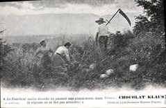 CPA Folklore Le faucheur Chocolat Klaus 