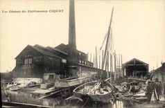 VINTAGE POSTCARD Bateau Fishes Coquet establishments View