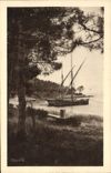 VINTAGE POSTCARD Boat Company of the Moors Lavandou Tartane with the beach of Aiguebelle