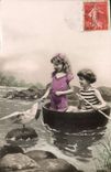 VINTAGE POSTCARD Fantasy Children Bathing suit Gull bird