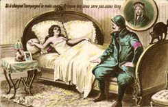 VINTAGE POSTCARD Fantasy Woman Cat Militaria Soldier