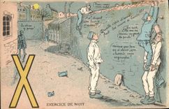 VINTAGE POSTCARD Militaria Exercise of night