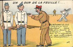 CPA Militaria Un dur de la feuille