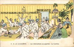 VINTAGE POSTCARD Militaria With the barracks distractions with the district the Jarry canteen