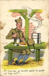CPA Militaria Le poulet 
