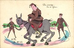 VINTAGE POSTCARD Militaria Ass Mule