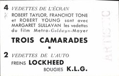 CPM Cinema Robert Taylor Franchot Tone Robert Young Margaret Sullavan Trois Camarades