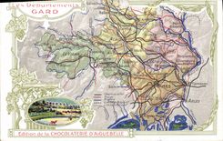 VINTAGE POSTCARD Geographical maps Chocolate factory of Aiguebelle Gard Arena of Nimes