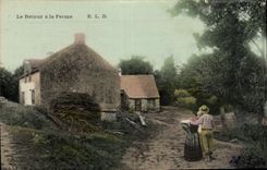 CPA Folklore le retour a la ferme