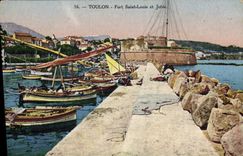 VINTAGE POSTCARD Bateau Fishes Toulon Fort Saint Louis and thrown