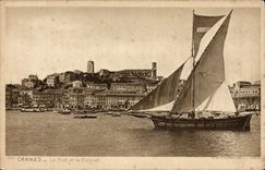 CPA Bateau Peche Cannes Le port et le Suquet
