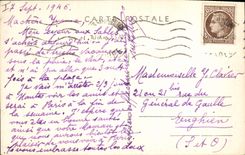 VINTAGE POSTCARD Bateau Sables d'Olonne Fishes the channel and the tower of Arundel