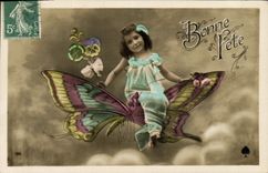 CPA Fantaisie Papillon Enfant
