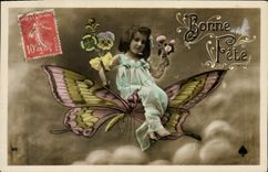 CPA Fantaisie Papillon Enfant
