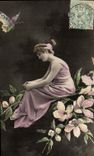 CPA Fantaisie Papillon Femme