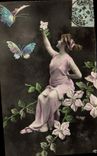 CPA Fantaisie Papillon Femme