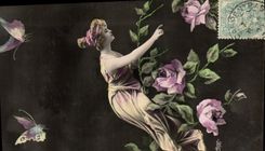 CPA Fantaisie Papillon Femme