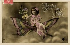 CPA Fantaisie Papillon Enfant 