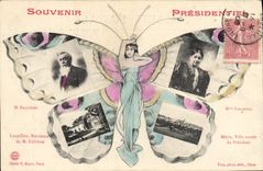 CPA Fantaisie Papillon Souvenir presidentiel Falliers Mezin 
