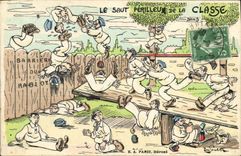 VINTAGE POSTCARD Militaria Fantasy the somersault of the class