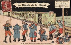 CPA Fantaisie Militaria Train Le rapide de la calsse 
