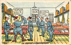 CPA Fantaisie Militaria La revue d'equipement