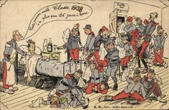 VINTAGE POSTCARD Fantaisie Militaria Classifies 1908