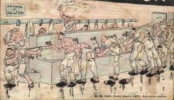 VINTAGE POSTCARD Militaria Fantasy With the wash-hand basin