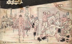 VINTAGE POSTCARD Militaria Fantasy With the shower