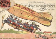 VINTAGE POSTCARD Fantasy Militaria Dirigeanle Zeppelin the escape