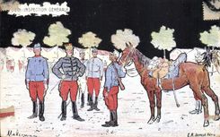 CPA Fantaisie Militaria Cheval Inspection generale
