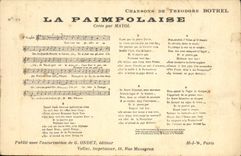 VINTAGE POSTCARD Folklore Song Paimpolaise Theodore Botrel