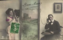 CPA Fantaisie Telephone Femme 