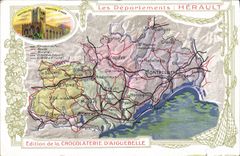 VINTAGE POSTCARD Geographical map Chocolate factory of Aiguebelle Herault